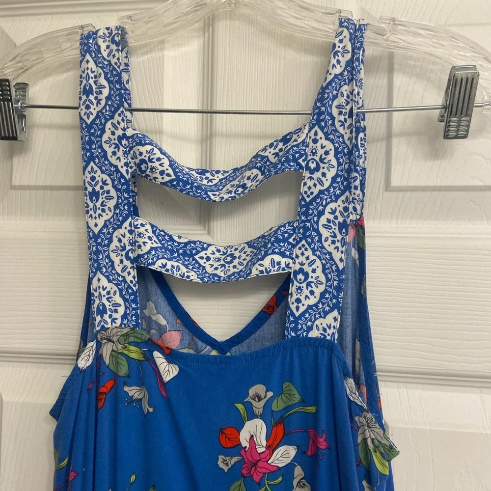Matilda Jane Floral Blue Sleeveless Dress - Picture 3 of 6